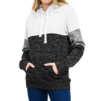 Milamy Women Hoodie Pullover Top Casual Long Sleeve Patchwork Blouse Loose Plus Size Drawstring Sweatshirt with Pocket