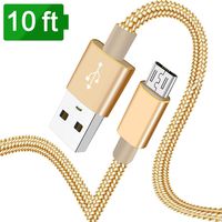 VOTY Micro-USB Cable 10FT Long Fast Quick Charging & Sync Android Charger for Xbox One,PS4 Controller,Kindle,Nylon Braided Samsung Charger Cord Galaxy S7 Edge/S7/S6/S4/S3,Note 5/4/3,J7 J5 J3 Tablet A