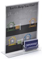 Displays2go Tabletop Sign Holder with Business Card Pocket, 8.5" x 11", Set of 12, Clear Acrylic (BCCVSH)