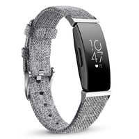 NAHAI Compatible with Fitbit Inspire HR Bands/Fitbit Inspire Band, Canvas Woven Fabric Bands Quick Release Strap Breathable Replacement Wristband for Fitbit Inspire, Women Men, Small, Gray