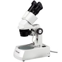 AmScope SE306-AZ Binocular Stereo Microscope, WF10x and WF20x Eyepieces, 20X/40X/80X Magnification, 2X and 4X Objectives, Upper and Lower Halogen Lighting, Reversible Black/White Stage Plate, Arm Stand, 120V
