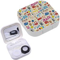 Portable Contact Lens Case Box Travel Kit Mirror + Bottle + Tweezers Container Holder [ Cute Music ]