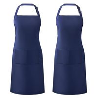 Syntus 2 Pack Adjustable Bib Apron Waterdrop Resistant with 2 Pockets Cooking Kitchen Aprons for Women Men Chef, Nautical Blue