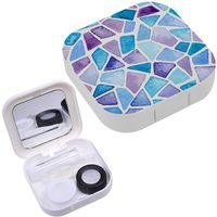 Portable Contact Lens Case Box Travel Kit Mirror + Bottle + Tweezers Container Holder [ Watercolor Mosaic ]