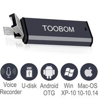 Mini USB Voice Recorder for Lectures,TOOBOM USB and Micro USB 2 in 1 Digital Audio Recorder 8GB Mac Compatible and Android OTG Metal Body Small USB Dictaphone Recording Device,USB Rechargeable