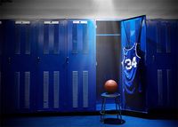 Leowefowa Vinyl 7X5FT Basketball Blue Locker Backdrop Polo Shirt Chair Lights Grunge Floor Interior Sports Theme Photography Background Kids Adults Photo Studio Props