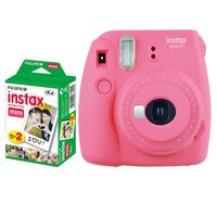 Fujifilm instax Mini 9 Instant Film Camera (Flamingo Pink) + Fujifilm Instax Mini Twin Pack Instant Film (20 Shots) - Deluxe Bundle