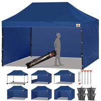 ABCCANOPY Canopy Tent Popup Canopy 10x15 Pop Up Canopies Commercial Tents Market stall with 6 Removable Sidewalls and Roller Bag Bonus 4 Weight Bags and 10ft Half Wall, Navy Blue