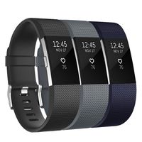 Keasy Bands Compatible with Fitbit Charge 2, Soft Adjustable Replacement Wristbands Strap for Charge 2, 3 Colors in 1 Pack