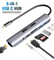 USB C Hub Ethernet HDMI Adapter, MacBook Pro USB C Dongle Hub,8-in-1-USB-C-Hub-HDMI-Audio-SD-Card Readers 87W PD Compatible for Samsung Dex/Nintendo and Type C /Thunderbolt3 Devices (Space-Grey)