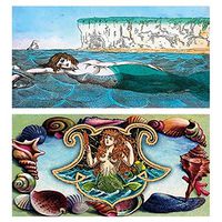 Decorative Matches, (Set of 3 Match Boxes) Long Wooden Matches,Strike Strip on Side of Box- Colored Match Tips- Candle and Fireplace Wooden Matches 4.375" x 2.35" x .75" (Seashell Mermaid)