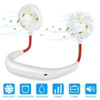 Portable Neck Fan USB Rechargeable, Hands Free Personal iköer Necklace Fan with Dual Wind Head for Office Sport Outdoor Traveling and More (White)