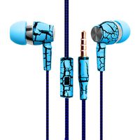 New Fashion Design Nylon Braided Crack Earphone Cloth Rope Earpieces Stereo Bass MP3 Music Headset with Microphone for Cellphone MP3 MP4 (Blue)