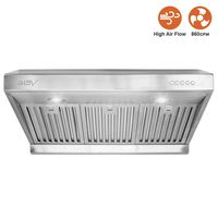 BV Range Hood - 30 Inch 860 CFM Under Cabinet Stainless Steel Kitchen Range Hoods, Dishwasher Safe Baffle Filters w/LED Lights, Ducted Kitchen Exhaust Fan Hood