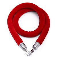 56 Inch Red Barrier Rope Crowd Control Stanchion Queue Velvet Rope w/Chrome Plated Hook (Red w/Silver Color Plated Hook)