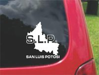 2 (PCS) San Luis Potosi Mexico Outline Map Stickers Decals (9"x9")