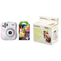 Fujifilm Instax Mini 26 + Rainbow Film Bundle - Pink/White with  Instant Film Value Pack - (3 Twin Packs, 60 Total Pictures)