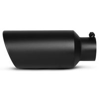AUTOSAVER88 3 Inch Black Exhaust Tip, Standard 3" Inside Diameter Inlet Black Painting Finish Stainless Steel Exhaust Tailpipe Tip, 3" x 5" x 12" Clamp On Design.