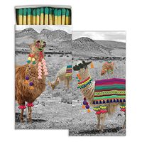 HomArt Large Decorative Llama Candle and Fireplace Wood Matches (Set of 6)