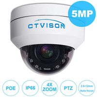 CTVISON PoE PTZ Camera 5.0MP Auto-Focus Security IP Camera 4X Optical Zoom(2.8-12mm) 2.5''Mini CCTV IR Night Vision Pan Tilt Zoom Security Dome Camera for Ceiling Installation