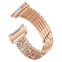 Smart Watch Strap Replacement Bracelet Adjustable Wristband Sparkling Rhinestone Watchband Fit for Fitbit Ionic (Rose Gold)