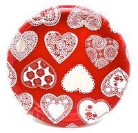 Jo-ann's Valentine's Day Heart Plates,8x,red,lace Hearts,8 3/4"x 8 3/4"