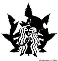 UR Impressions Blk Cannabis Meets Coffee Queen Decal Vinyl Sticker Graphics for Cars Trucks SUV Vans Walls Windows Laptop|Black|5.5 Inch|URI072-B