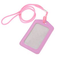 uxcell Pink Strap Plastic Lobster Clasp Faux Leather Card Holder Light Purple