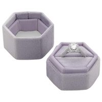 Koyal Wholesale Velvet Ring Box, Hexagon Vintage Wedding Ceremony Ring Box with Detachable Lid, 2 Piece Engagement Ring Box Holder, Modern Proposal Idea (Iris)