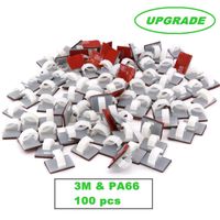 Upgrade - Adhesive Reusable White Clear Cable Clips 100 Pack - Self Locking Wire Clips Cable Management Wire Holder Drop Cable Clamp Wire Cord - Multi-Purpose in Car, Home, Office and String Lights