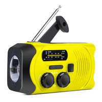 Emergency Hand Crank Solar Radio AM/FM NOAA Weather Radio with Bright Flashlight, 2000mAh Rechargeable Battery Operated, Backup Power Bank, SOS Alarm for Outdoor Emergency Radio(Yellow)