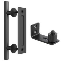 SMARTSTANDARD 12" Handle and Floor Guide for Sliding Barn Door (Black)