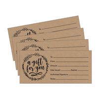 25 4x9 Rustic Blank Gift Certificate Cards Vouchers for Holiday, Christmas, Birthday Holder, Small Business, Restaurant, Spa Beauty Makeup Hair Salon, Wedding Bridal, Baby Shower Cash Money Printable
