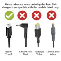 Laptop Charger for Lenovo 65w USB-C USB Type C USBC Thinkpad X1 T480 T580 T470 Yoga C930 720 S730 910 920 C630 GX20M33579 4X20M26268 Chromebook 330 S330 A275 T570 X270 X280 GX20P92530 Miix 720 Adapter