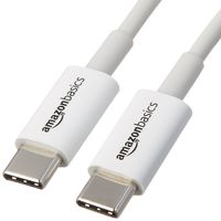 AmazonBasics USB Type-C to USB Type-C 2.0 Charging Cable - 3 Feet (0.9 Meters), White, 5-Pack (Renewed)