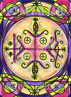 Papa Legba Veve Gatekeeper Magic Voodoo 4"x6" Set of 6 Linen Postcards