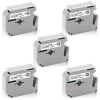 Pristar Compatible Label Tape Replacement for Brother P-Touch M Tape M-K131 MK131 M-131 for Brother Labeler PT-90 PTM95 PT-70SR PT-80 PT70BM PT-65 PT85 PT55BM, 12mm 0.47 Inch Black on Clear, 5-Pack