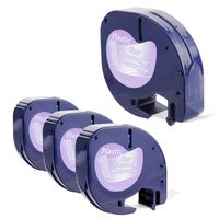 Samshion Compatible DYMO LetraTag Refills Plastic 16952 for Dymo LetraTag Label Maker LT-100H LT-100T QX50, 1/2 Inch x 13 Feet, Black on Clear, 4-Pack