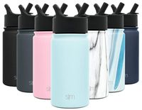 Simple Modern 14 oz Summit Water Bottle with Straw Lid - Hydro Vacuum Insulated Tumbler Flask Double Wall Liter - 18/8 Stainless Steel -Seaside