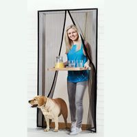 Homitt Magnetic Screen Door with Heavy Duty Mesh Curtain and Full Frame Hook&Loop, Hands Free, Pet and Kid Friendly, 36" x 83", Black