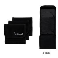 LS Photography (4 pcs) x 3 Pocket Camera Lens Filter Case Carry Pouch for Round Circular or Square Filters and Black SuperFiber Lens Cleaning Cloth, LGG56