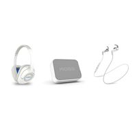 Koss Wireless Bluetooth Bundle White, BT539iW Over-Ear Headphone with Remote and in-line Microphone, BTS1W Portable Speaker, BT190iW Earbuds with in-Line Microphone and Touch Controls