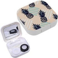 Portable Contact Lens Case Box Travel Kit Mirror + Bottle + Tweezers Container Holder [ Pineapples ]