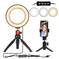 Nugilla LED Ring Light 6" with Tripod Stand for YouTube Video and Live Stream/Makeup,Cell Phone Holder Desktop LED Lamp Mini LED Camera Light with 3 Light Modes & 11 Brightness Level