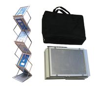 Tektrum Portable Foldable Metal Literature Rack Display Holder Stand w/Carry Bag, Pop-up Magazine Brochure Catelog Rack, Light Weight, for Trade Show Booth Office Retail Store Showroom (6 Pockets)