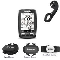 Wireless GPS Bike Computer, iGPSPORT Cycling GPS Computer with Chest Strap HRM + Speed Sensor + Cadence Sensor + Out-Front Bike Mount with ANT+ Bluetooth Function