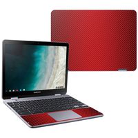 MightySkins Skin Compatible with Samsung Chromebook Plus LTE (2018) - Red Carbon Fiber | Protective, Durable, and Unique Vinyl wrap Cover | Easy to Apply, Remove, and Change Styles | Made in The USA