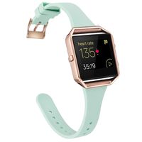 Amcute Compatibe for Fitbit Blaze Band Slim Narrow Thin Silicone Replacement Wristband with Metal Frame for Fitbit Blaze Bands Women Men Small Large (Light Cyan, Small)