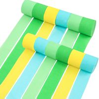 RUBFAC 12 Rolls Green and Yellow Crepe Paper Streamers Dinosaur Jungle Party Supplies Decorations, Used with Dinosuar Banner for Birthday Party Bridal Shower