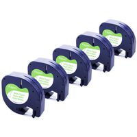 Replacement for DYMO LetraTag Refills Paper Label Tape 91330 (10697), Compatible with DYMO LetraTag Label Makers LT-100H LT-100T QX50, Black Print on White, 1/2 Inch x 13 Feet, 12mm x 4m, 5-Roll